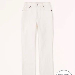 Abercrombie Curve Love Ultra High Rise 90s Straight Jean, Cream 27 LONG